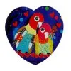 Love Hearts Ceramic Heart Coaster 10cm Love Birds -KITCHENWARE SHOP du0160