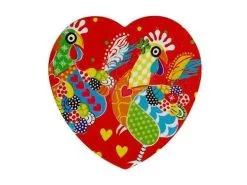 Love Hearts Ceramic Heart Coaster 10cm Chicken Dance -KITCHENWARE SHOP du0167 1
