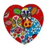 Love Hearts Ceramic Heart Coaster 10cm Happy Moo Day 2 Love Hearts Ceramic Heart Coaster 10cm Happy Moo Day -KITCHENWARE SHOP du0168