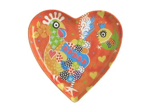 Love Hearts Heart Plate 15.5cm Chicken Dance 3 Love Hearts Heart Plate 15.5cm Chicken Dance