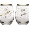 Celebrations Stemless Glass 500ML Set Of 2 Be Naughty/Be Nice -KITCHENWARE SHOP fk0009