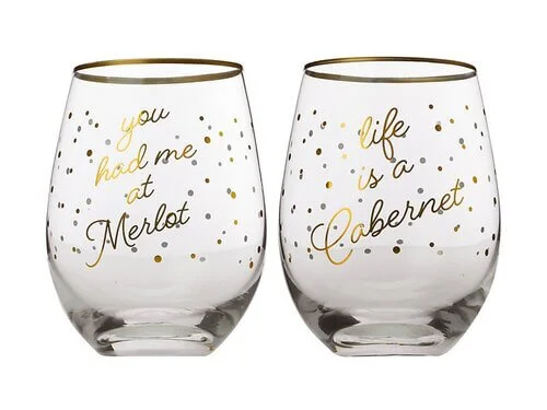 Celebrations Stemless Glass 500ML Set Of 2 You Had Me At Merlot/Life Is A Cabernet 3 Celebrations Stemless Glass 500ML Set Of 2 You Had Me At Merlot/Life Is A Cabernet