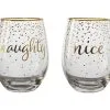 Celebrations Stemless Glass 500ML Set Of 2 Naughty Nice Gift Boxed