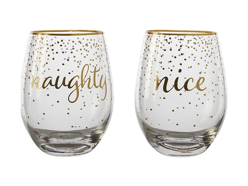 Celebrations Stemless Glass 500ML Set Of 2 Naughty Nice Gift Boxed 3 Celebrations Stemless Glass 500ML Set Of 2 Naughty Nice Gift Boxed