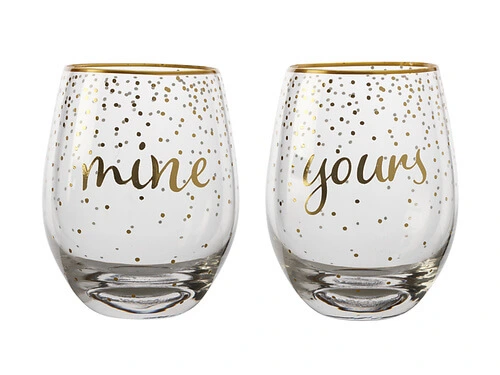 Celebrations Stemless Glass 500ML Set Of 2 Mine Yours Gift Boxed 3 Celebrations Stemless Glass 500ML Set Of 2 Mine Yours Gift Boxed