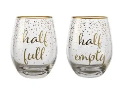 Celebrations Stemless Glass 500ML Set Of 2 Full Empty Gift Boxed
