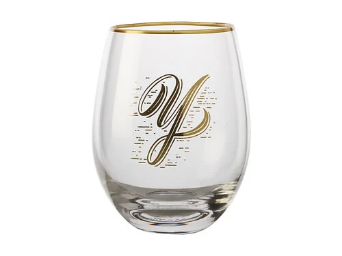 The Letterettes Stemless Glass 500ML Y Gift Boxed"" 3 The Letterettes Stemless Glass 500ML Y Gift Boxed""