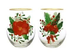 Mistletoe Stemless Glass 500ML Set Of 2 Gift Boxed