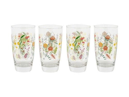 Royal Botanic Gardens Native Blooms Glass Tumbler 400ML Set Of 4 Gift Boxed 4 Royal Botanic Gardens Native Blooms Glass Tumbler 400ML Set Of 4 Gift Boxed - Image 2
