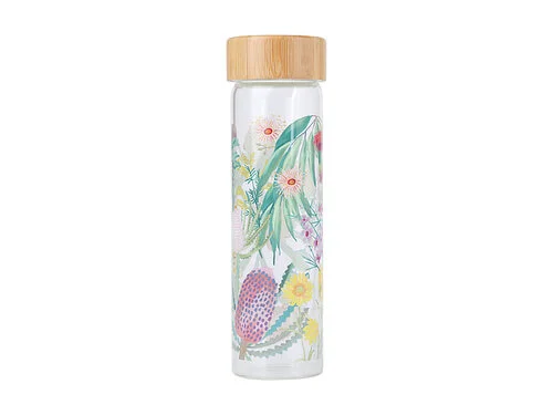 Royal Botanic Gardens Native Blooms Glass Water Bottle 550ML 4 Royal Botanic Gardens Native Blooms Glass Water Bottle 550ML - Image 2