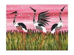 Melanie Hava Jugaig-Bana-Wabu Tea Towel 50x70cm Jabirus Pink -KITCHENWARE SHOP gx0183 2