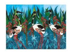 Melanie Hava Jugaig-Bana-Wabu Tea Towel 50x70cm Jabirus Blue