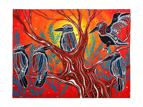 Melanie Hava Journeys Tea Towel 50x70cm Kookaburras 3 Melanie Hava Journeys Tea Towel 50x70cm Kookaburras