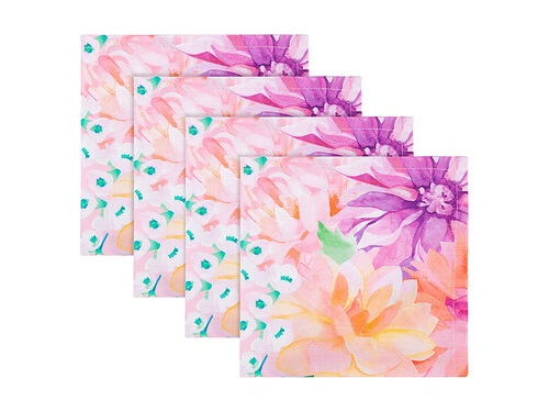 Teas & C's Dahlia Daze Cotton Napkin Set Of 4 45x45cm Pink 3 Teas & C's Dahlia Daze Cotton Napkin Set Of 4 45x45cm Pink