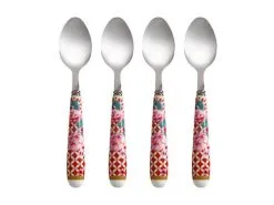 Teas & C's Silk Road Teaspoon Set Of 4 Cherry Red Gift Boxed