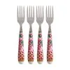 Teas & C's Silk Road Cake Fork Set Of 4 Cherry Red Gift Boxed -KITCHENWARE SHOP iz0022