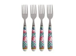 Teas & C's Silk Road Cake Fork Set Of 4 Aqua Gift Boxed