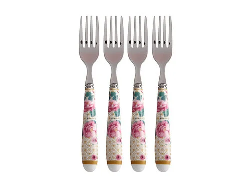 Teas & C's Silk Road Cake Fork Set 4pc White Gift Boxed 3 Teas & C's Silk Road Cake Fork Set 4pc White Gift Boxed