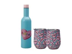 Kasey Rainbow Double Wall Insulated Wine Set 3pc Be Kind Gift Boxed