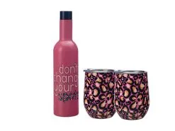Kasey Rainbow Be Kind Double Wall Insulated Wine Set 3pc Spots Gift Boxed