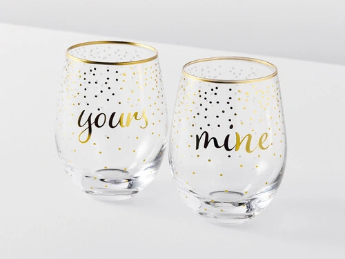 Celebrations Stemless Glass 500ML Set Of 2 Mine Yours Gift Boxed 4 Celebrations Stemless Glass 500ML Set Of 2 Mine Yours Gift Boxed - Image 2