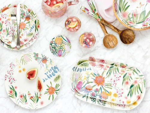 Royal Botanic Gardens Native Blooms Footed Bowl Wood Enamel 24x13.5cm 4 Royal Botanic Gardens Native Blooms Footed Bowl Wood Enamel 24x13.5cm - Image 2