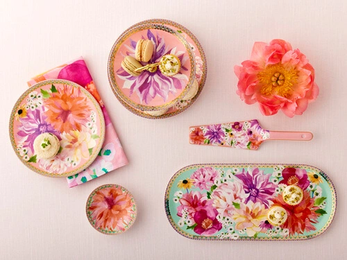 Teas & C's Dahlia Daze Cotton Napkin Set Of 4 45x45cm Pink 5 Teas & C's Dahlia Daze Cotton Napkin Set Of 4 45x45cm Pink - Image 3